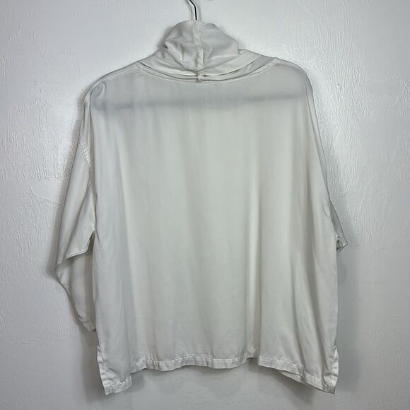 Gerties White Cowl Neck Relaxed Fit Top Blouse With Pocket Size S - Picture 3 of 7